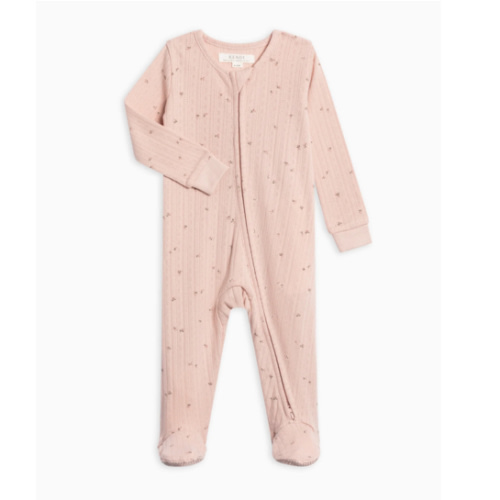 Maya Brushed Back Pointelle Footed Zipper Sleeper, Newborn
