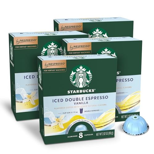 Starbucks by Nespresso Vertuo, Iced Vanilla Coffee, 32-count | Dark Roast Coffee Pods, Brews 2.7 oz.