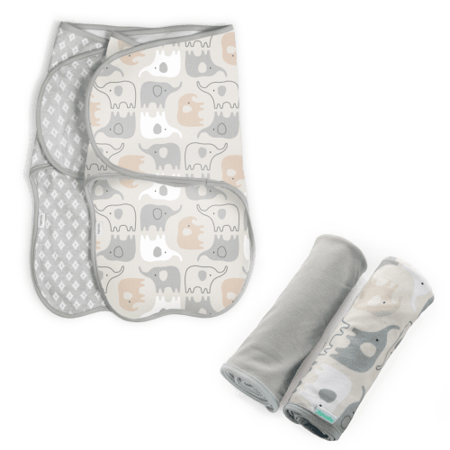 Ingenuity Farewell Fuss Adjustable Easy-Wrap Baby Swaddle 2 Pack - Grazer & Comfy Bundle 2-Pack Multi-Use Swaddle Blanket Set - Grazer