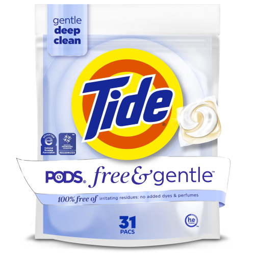 Tide PODS Free & Gentle Laundry Detergent Packs, 31 Count, Hypoallergenic, Fresh Wash for Clothes