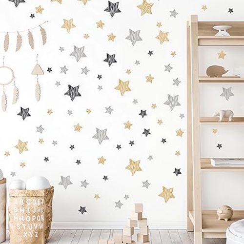 Gold Black Gray Stars Wall Stickers Polka Dots DIY Art Wall Decals
