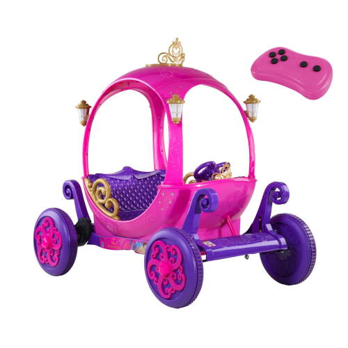Disney Princess 24V Carriage Ride-On for Kids by Dynacraft, Pink & Purple, Remote Control, 2 Seats, Lights & Sounds, Ages 3+, 1 Count