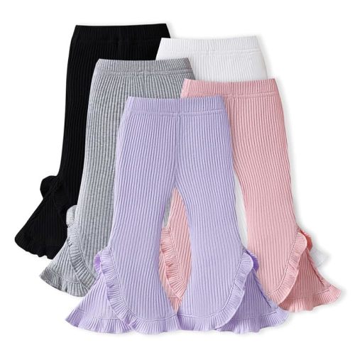 5 Pack Toddler Girl Pants Baby Girl Solid Ribbed Pants Toddler Girls Bottoms Leggings Newborn Cotton Jogger