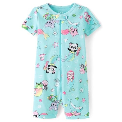 The Children's Place baby-girls And Newborn 100% Cotton Short Sleeve Zip Front One Piece Footless Pajamas