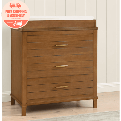 Delta Children Phoebe 3 Drawer Dresser with Interlocking Drawers, Chestnut