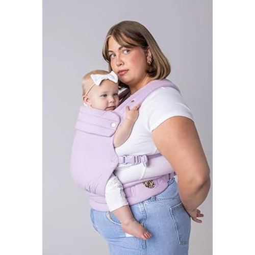 Mabē Monarch Ergonomic Baby Carrier – Premium Cotton Soft Structured Newborn to Toddler Carrier with Hip-Healthy Design, 3 Carry Positions (7-35lbs), Lightweight & Breathable, (Lilac Skies)