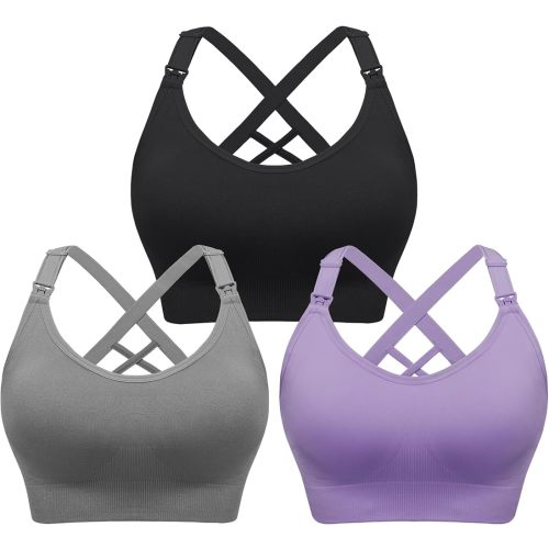 Angelhood Sujetadores de lactancia para lactancia materna, sin costuras, brasier deportivo de enfermería, soporte para yoga, maternidad, bralette para dormir