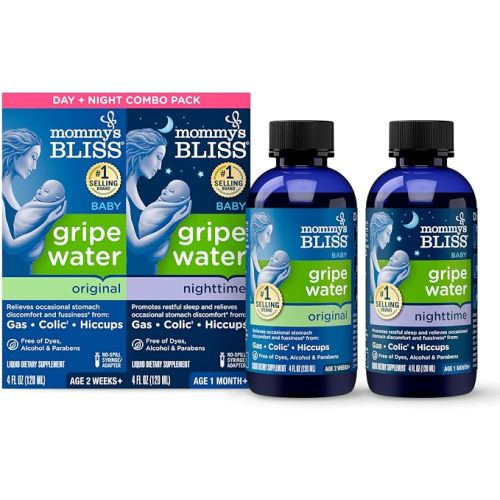 Mommy's Bliss Gripe Water Day & Night Combo, 1 Month+, 4 Fl Oz (Pack of 2)