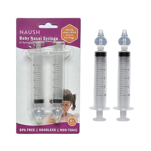 Nasal Aspirator for Baby | Baby Nasal Syringe Irrigator | Disposable Infant Nose Cleaner | Professional Portable Rinsing Nasay Spray - BPA Free Silicon Tips by NAUSH (2 Syringes)