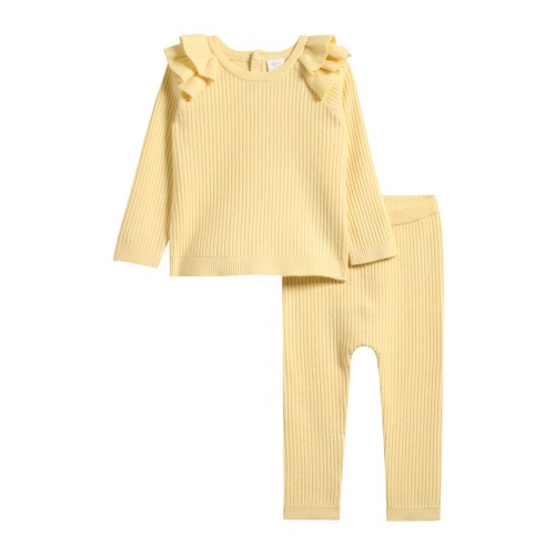 Lemon Ruffle Rib Sweater & Leggings Set