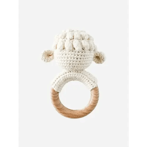 Crocheted Lamb Rattle Teether