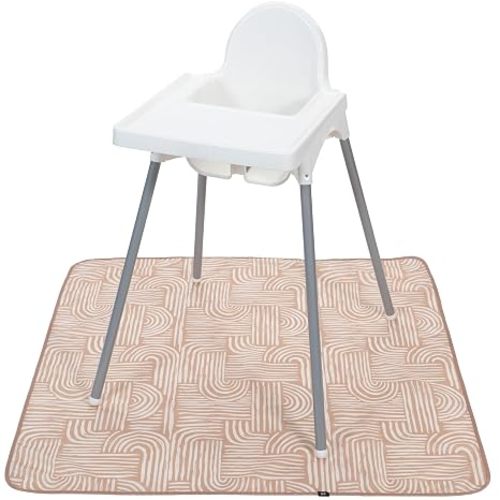 S&T INC. Splat Mat for Under High Chair, 42" x 42", Beige Arches