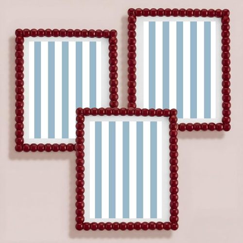 3 Pcs Beaded Picture Frames 8x10 Inch Red Picture Frame Maximalist Decorative Wavy Art Front Tabletop Display Wall Hanging, Gift for Home Decoration
