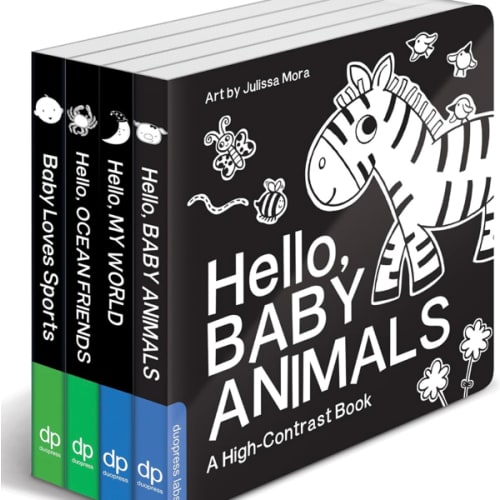 High Contrast Baby Book Set: 4 Board Books for Newborns