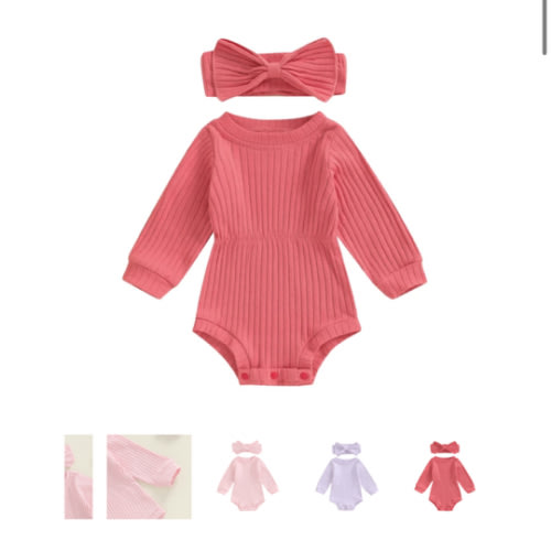 SADIE Long-Sleeve Ribbed Onesie with Headband - Hazel & Bo