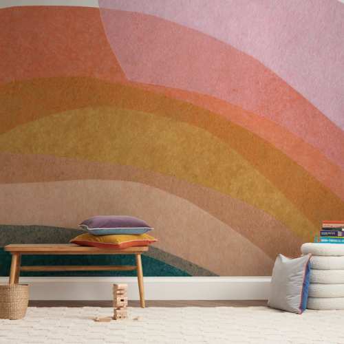 paper rainbow Children's Wall Mural by Carrie Moradi
