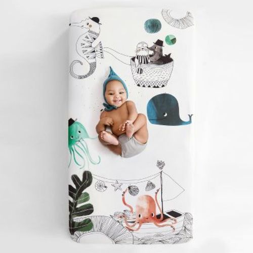 Rookie Humans Underwater Love 100% Cotton Fitted Crib Sheet