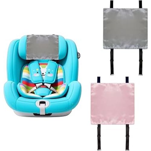 2 Pack Satin Car Seat Headrest Cover for Babies, Soft Silk Feeling Hair Protector for Infant Car Seats & Strollers,Reduce Frizz & Bald Spots (Gray & Pink)