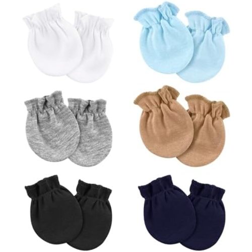 6 Pairs Baby Mittens Newborn No Scratch Cotton Baby Gloves Baby Girl Mittens for Newborn Baby Girls Boy Infant 0-6 Months