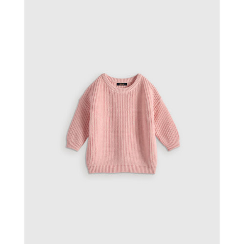 100% Organic Cotton Fisherman Tunic Sweater in Silver Pink