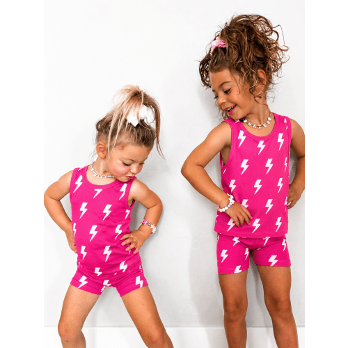 Tank + Biker Two Piece Set in Hottest Pink x Jagger