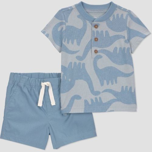 Carter's Just One You® Baby Boys' 2pc Dinosaur T-Shirt and Shorts Set - Light Blue 3M