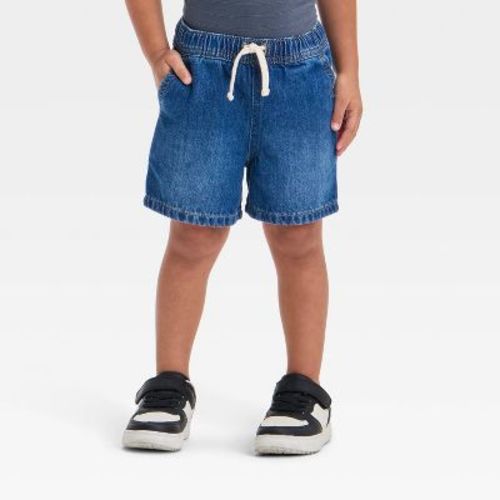 Toddler Boys' Pull-On Denim Shorts - Cat & Jack™ Medium Wash 3T: Relaxed Fit, Elastic Waist, Flexible Drawstring, Above Knee