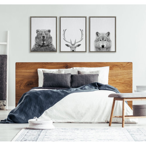 Ebern Designs Melita Bear Deer and Wolf by Simon Te Tai - 3 Piece Floater Frame Photograph Set on Canvas & Reviews | Wayfair