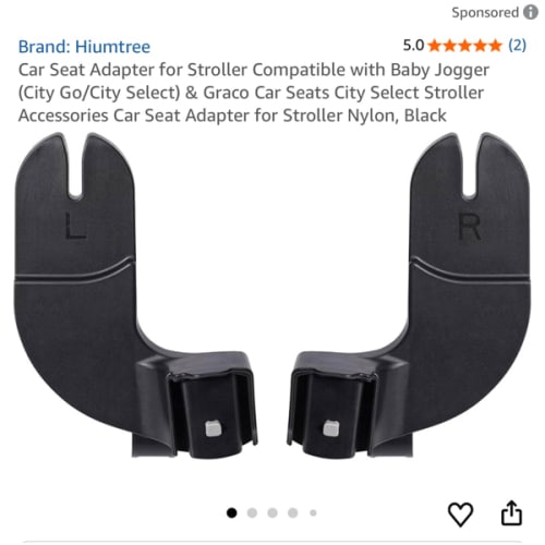 Car Seat Adapter for Stroller Compatible with Baby Jogger (City Go/City Select) & Graco Car Seats City Select Stroller Accessories Car Seat Adapter for Stroller Nylon, Black