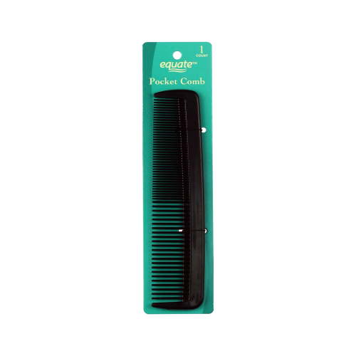 Equate Pocket Comb for Short Hair Black, Portable Styling Tool for Quick Touch-Ups