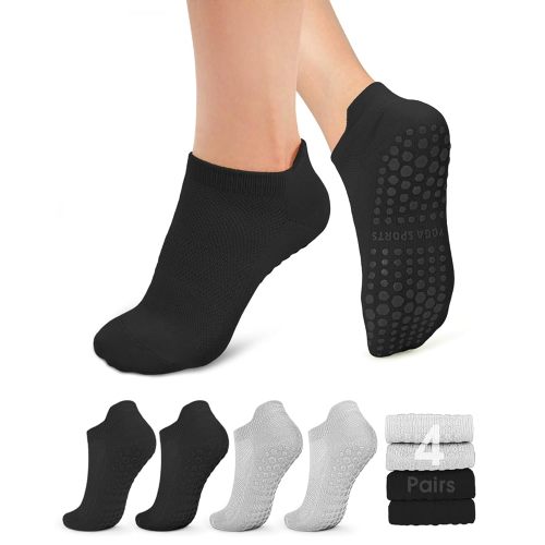 YeuG 4/6 Pairs Pilates Socks for Women - Non Slip Grip Socks for Yoga, Barre, Hospital, Barefoot