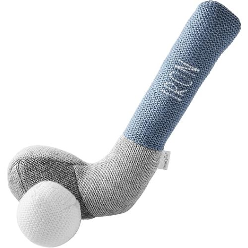 Mud Pie Children's Goft Knit Rattle, Blue Iron Club