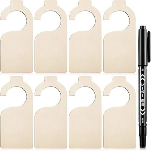Patelai 25 Pieces Blank Wooden Clothing Rack Divider Closet Blank Organizers Hanger Separators Hanging Closet Divider with Marker Pen for Home Nursery Clothes