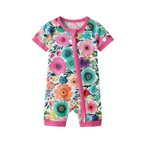 Secret Garden Bamboo Shorty Zippered Romper