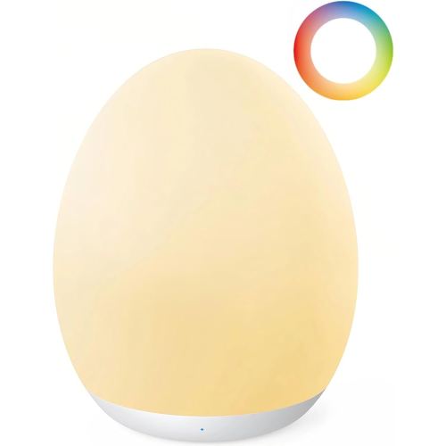 JolyWell Night Light for Kids, Baby Night Light with 7 Colors Changing Mode & Stepless Dimming, Nursery Night Light BPA Free,Rechargeable Egg Night Light for Breastfeeding 1h Timer & Touch Control