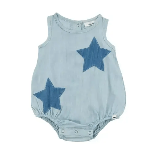Girls' Lyocell Denim Stars Applique Bubble - Baby