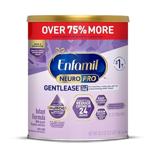 Enfamil NeuroPro Gentlease Baby Formula, Brain Building DHA, HuMO6 Immune Blend, Designed to Reduce Fussiness, Crying, Gas & Spit-up in 24 Hrs, Prebiotics to Promote Softer Stools, Baby Milk, 27.4 Oz