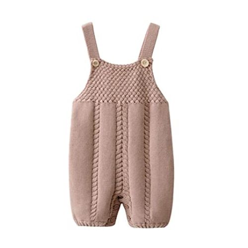 Auro Mesa Infant Baby Knit Romper Overalls Cute Infant Clothing, Baby Onesies Unisex,Baby One-Pieces Jumpsuit Outfit Clothes (3-6M) Pale Pink - 3-6 Months