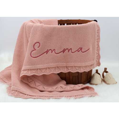 Personalized Baby Blanket with Name, Custom Baby Knit Blanket, Baby Shower Gift, Embroidered Baby Blanket, Soft Cotton Baby Blanket