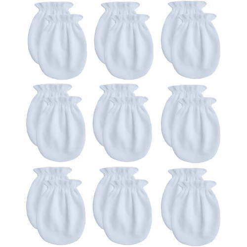 TELOLY Newborn Cotton Gloves No Scratch Mittens For 0-6 Months Boys Girls (9-pairs/White)