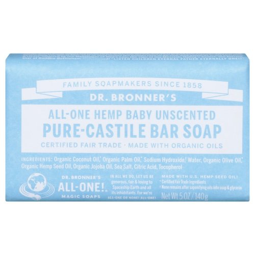 Dr. Bronner's Magic Soaps All-One Hemp Baby Unscented Pure-Castile Bar Soap