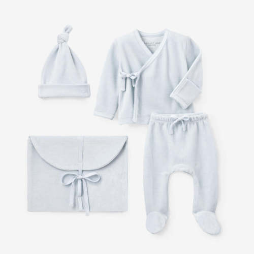 Pale Blue Velour Layette Set BLUE / NB