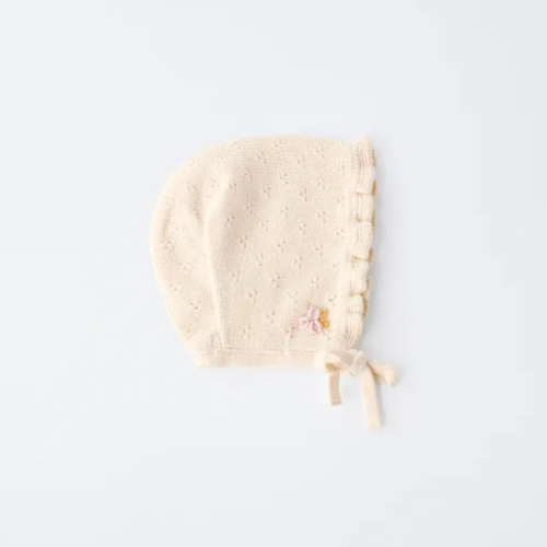 EMBROIDERED FLOWER KNIT BONNET - Ecru | ZARA United States