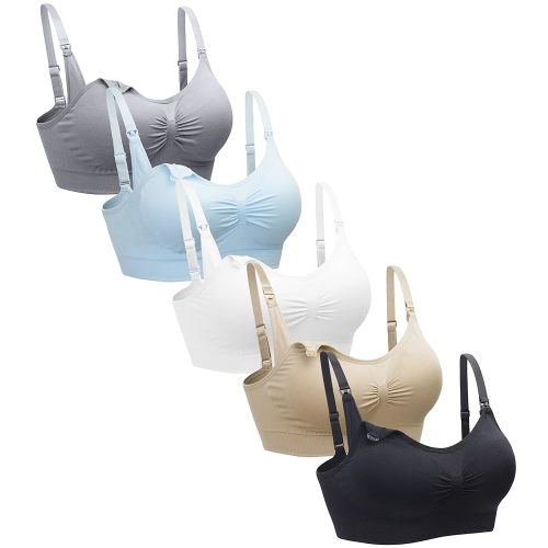 Suekaphin 5PACK Nursing Bra Wireless Bra Women's Sleeping Maternity Bra Breastfeeding Bra