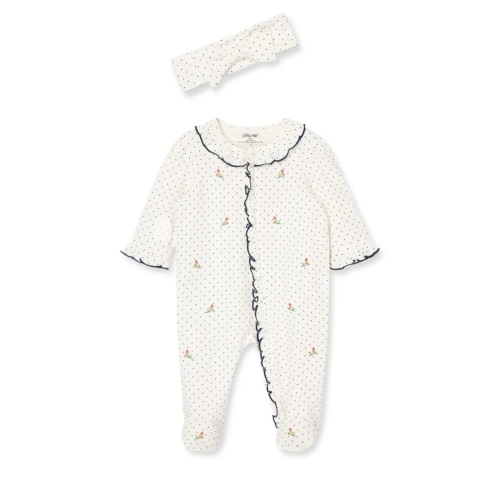 Rosebud 2-Way-Zip Footed One-Piece and Headband