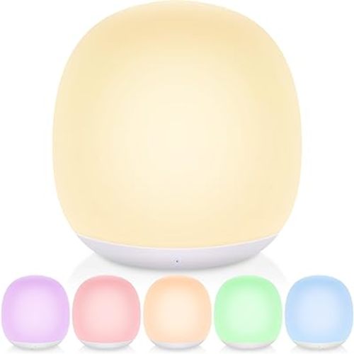 Night Light for Kids, Night Light for Baby Nursery, Color Changing&Dimmable Touch Control Egg Lamp Portable, Toddler Nightlight Silicone Lamp with Timer for Bedside, Camping, Easter (Blue)