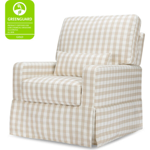 Crawford Pillowback Comfort Swivel Glider, Tan Gingham - Namesake | Maisonette