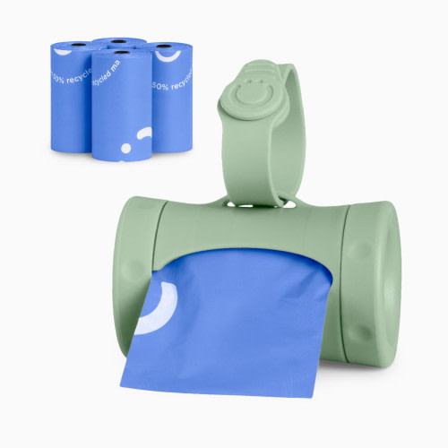 Ubbi On-The-Go Bag Dispenser & 5 Bag Refills Bundle - Sage, Lavender Scented -Bags
