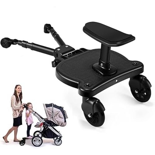 Universal Stroller Board with Detachable Seat,Stroller Board,Buggy Board Suitable for Most Brands of Strollers, Holds Children Up to 55lbs (Black)