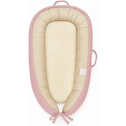 Baby Lounger, Baby Nest Cover for Baby, Reversible & Breathable Cotton, Adjustable Baby Floor Seat for Tummy Time, Portable Infant Lounger, Essentials for Newborns (Pink)